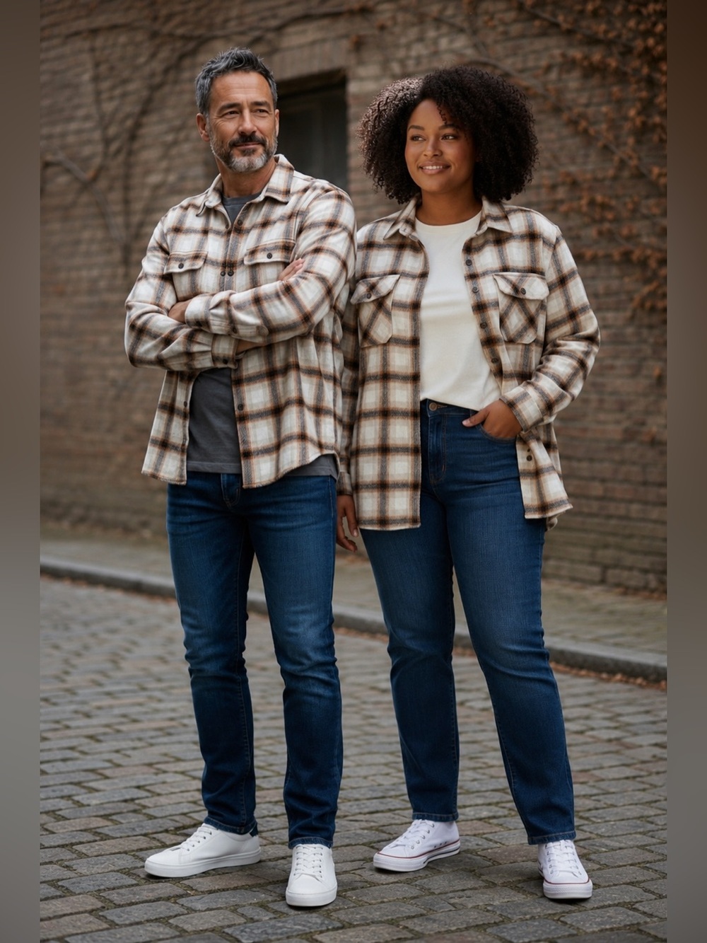 NWT Mutual Weave Unisex Size LT Beige Shadow Plaid Midweight Shirt Jacket